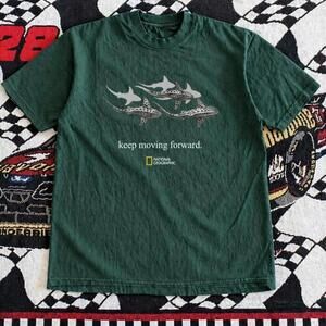 Gildan Green T Shirt National Geographic Green Shark Graphic Tee